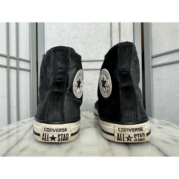 Womens Converse All Stars 557929F BLACK VELVET HIGHT TOP LACE UP SNEAKERS Size 7 - Picture 4 of 9